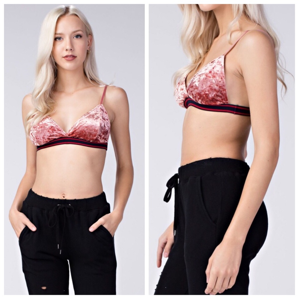 New pink velvet bralette